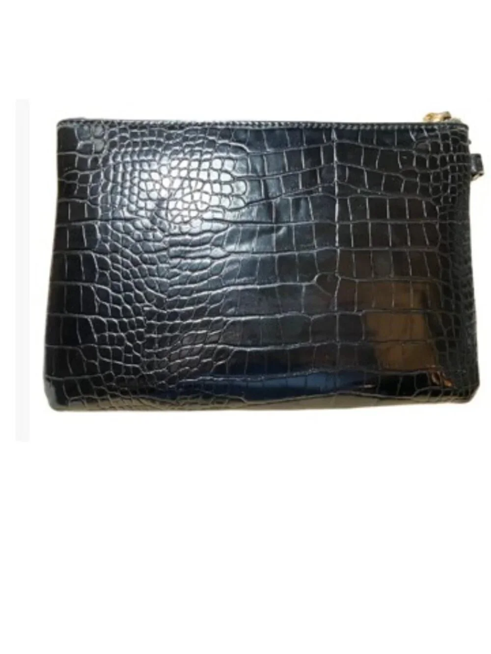 Anne Klein Chic Faux Patent Leather Croc-Embossed Wristlet Like New